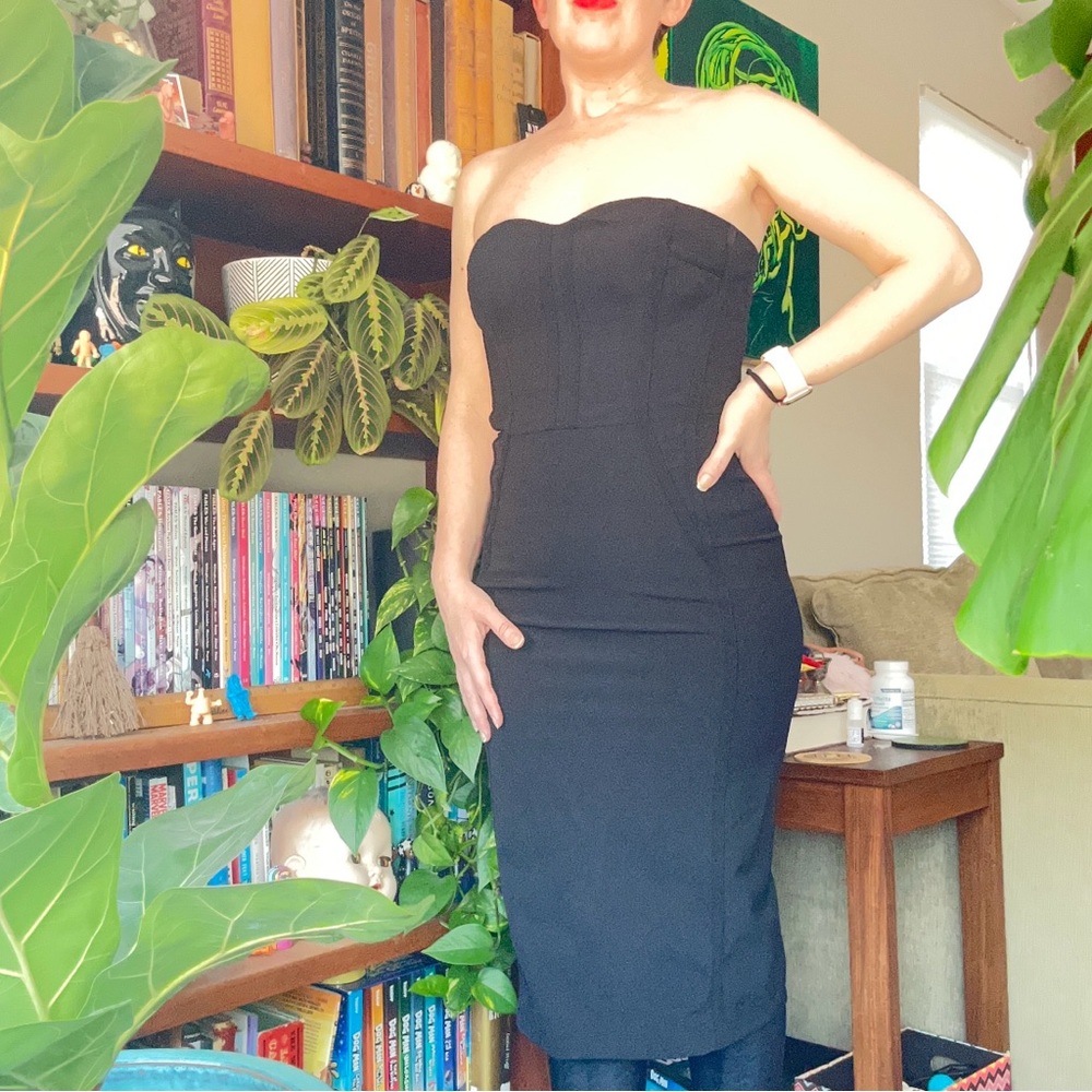 Veronica Beard Black Strapless Maui Dress